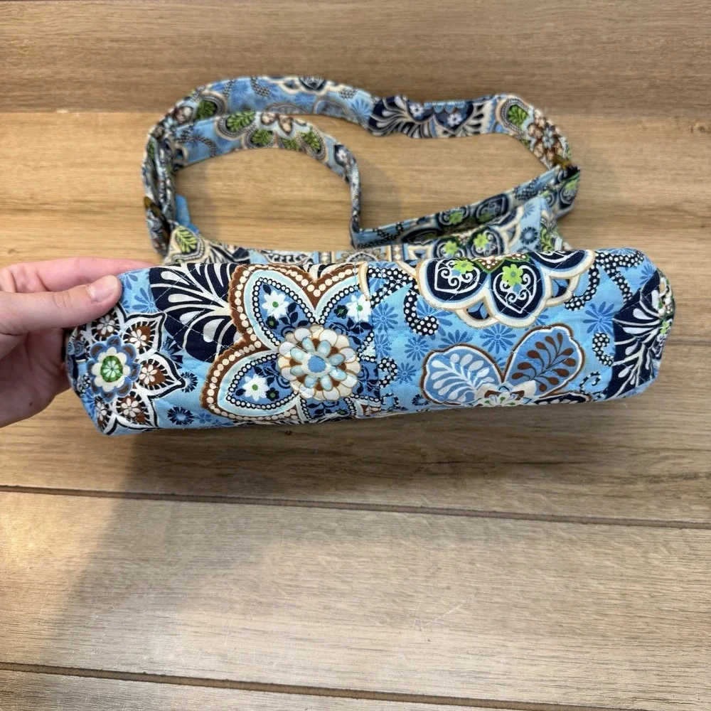 Vtg Vera Bradley Hobo Shoulder Bag Crossbody Bali Blue Floral Paisley Retired